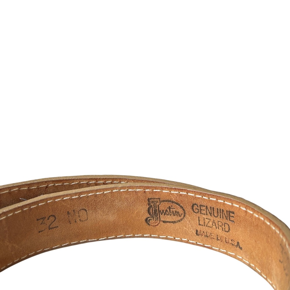 Justin Brown Genuine Lizard Western Belt Made in USA Zig Zag Stitch Size 32 - Picture 3 of 6
